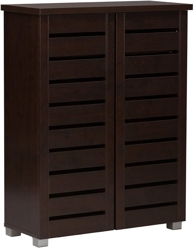 Photo 1 of Wholesale Interiors Baxton Studio Adalwin Modern and Contemporary 2-Door Dark Brown Wooden Entryway Shoes Storage Cabinet
