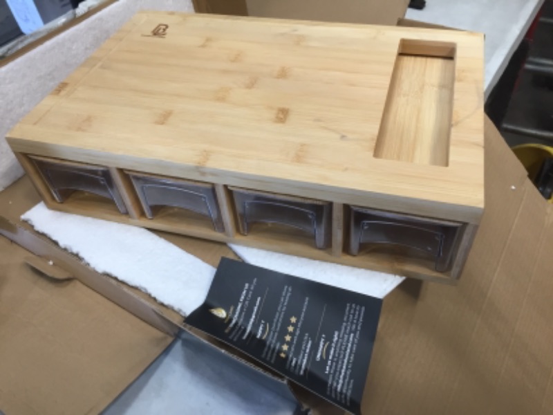 Photo 1 of *INCOMPLETE*BAMBOO LAND Bamboo cutting board with container & vegetable peeler set, cutting board with Juice groove, Bamboo cutting board with tray& graters for kitchen, cutting board with handles & food opening*BOARD AND CONTAINERS ONLY*
