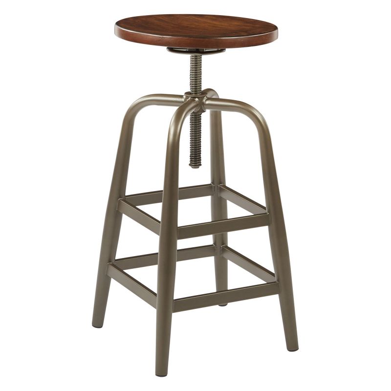 Photo 1 of **SIMILAR TO COLOR***Sullivan Height Adjustable Stool with Pewter & Walnut Brown
