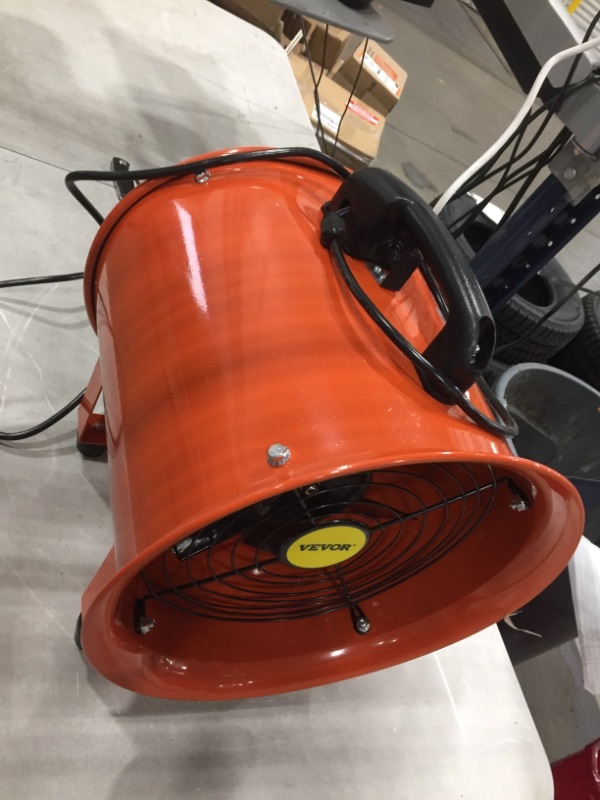 Photo 2 of (DOES NOT FUNCTION)VEVOR Utility Blower Fan, 12 Inches, 520W 2295 CFM High Velocity Ventilator w/ 32.8 ft/10 m Duct Hose, Portable Ventilation Fan, Fume Extractor for Exhausting & Ventilating at Home and Job Site
**DOES NOT TURN ON,USED, FAN ONLY**  
