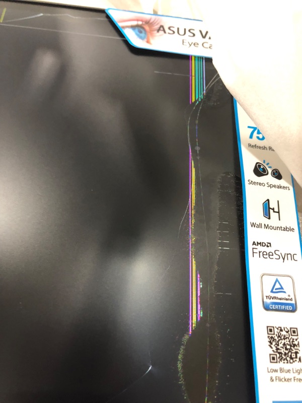 Photo 2 of damaged screen (see image for damage)
ASUS 23.8” 1080P Monitor (VA24DCP) - Full HD, IPS, 75Hz, USB-C 65W Power Delivery, Speakers, Adaptive-Sync/FreeSync, Low Blue Light, Flicker Free, VESA Mountable, Frameless, HDMI