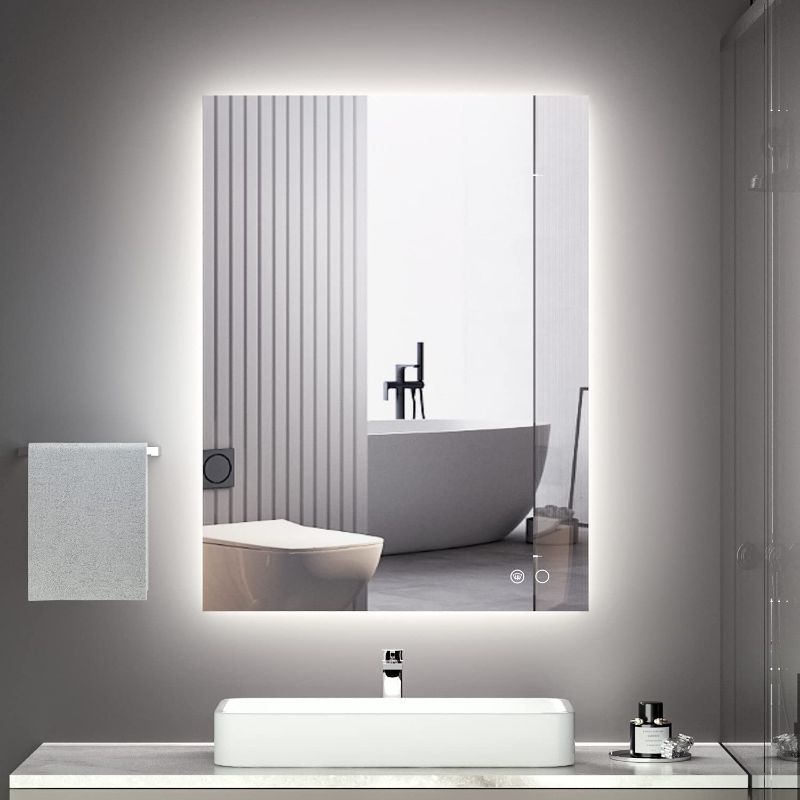 Photo 1 of (stock image for reference only not exact item)
 LED Backlit Mirror Bathroom Mirror with Lights Wall Mounted Lighted Bathroom Vanity approx 36" x 27"
