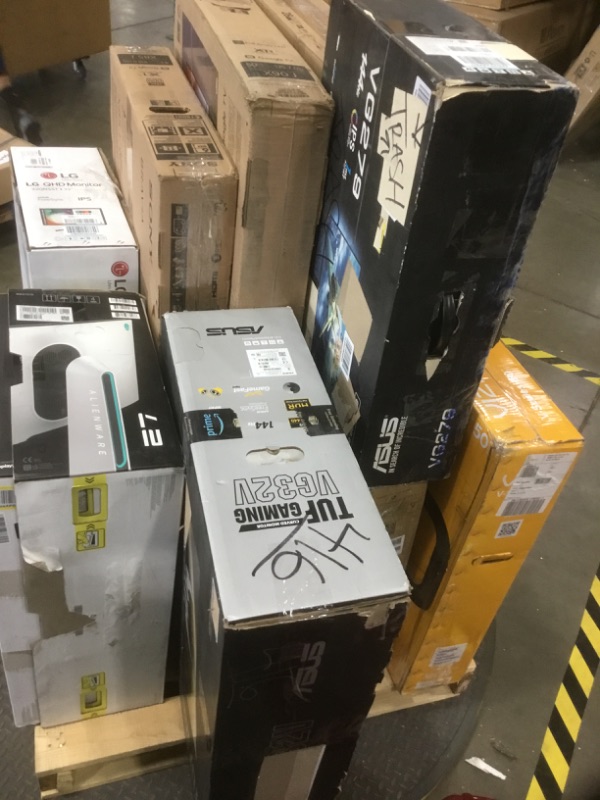 Photo 1 of   PALLET OF ASSORTED DAMAGED TVS AND MONITORS SOLD AS IS NON REFUNDABLE