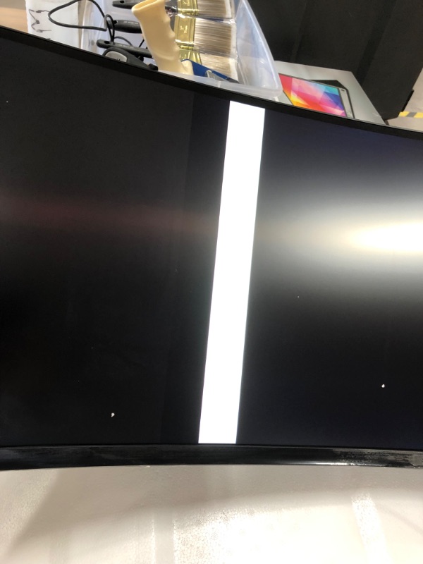 Photo 1 of (NOT FUNCTIONAL; PIXEL DAMAGES; LINE IN UPPER AREAS WHEN POWERED OFF; SOMETHING IN FRAME CRACK)
SAMSUNG LC49RG90SSNXZA 49-Inch CRG9 Curved Gaming Monitor, Black, QHD, 120Hz