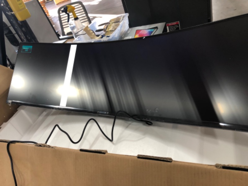 Photo 5 of (NOT FUNCTIONAL; PIXEL DAMAGES; LINE IN UPPER AREAS WHEN POWERED OFF; SOMETHING IN FRAME CRACK)
SAMSUNG LC49RG90SSNXZA 49-Inch CRG9 Curved Gaming Monitor, Black, QHD, 120Hz