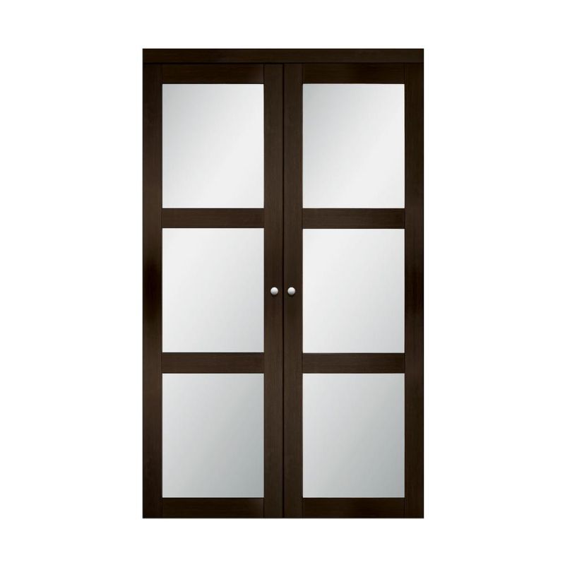 Photo 1 of (DAMAGED CORNERS/EDGES; SCRATCHED)
TRUporte 30 in. X 80.25 in. Espresso 3-Lite Tempered Frosted Glass MDF Interior French Door, Brown
