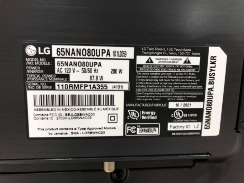 Photo 4 of LG NanoCell 80 Series 65” Alexa built-in 4k Smart TV (3840 x 2160), 60Hz Refresh Rate, AI-Powered 4K Ultra HD (65NANO80UPA, 2021)