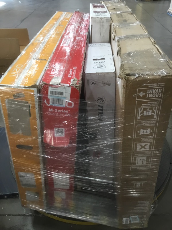 Photo 1 of   PALLET OF ASSORTED DAMAGED TVS AND MONITORS SOLD AS IS NON REFUNDABLE