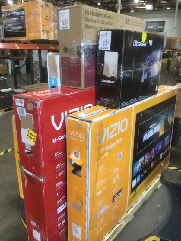 Photo 1 of   PALLET OF ASSORTED DAMAGED TVS AND MONITORS SOLD AS IS NON REFUNDABLE