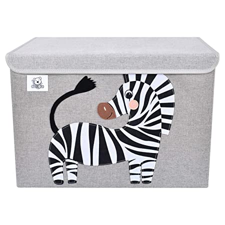 Photo 1 of 21 x 14.2 x 14.2" CLCROBD Foldable Large Kids Toy Chest with Flip-Top Lid, Collapsible Fabric Animal Toy Storage Organizer/Bin/Box/Basket/Trunk for Toddler, Children and Baby Nursery (Zebra)
