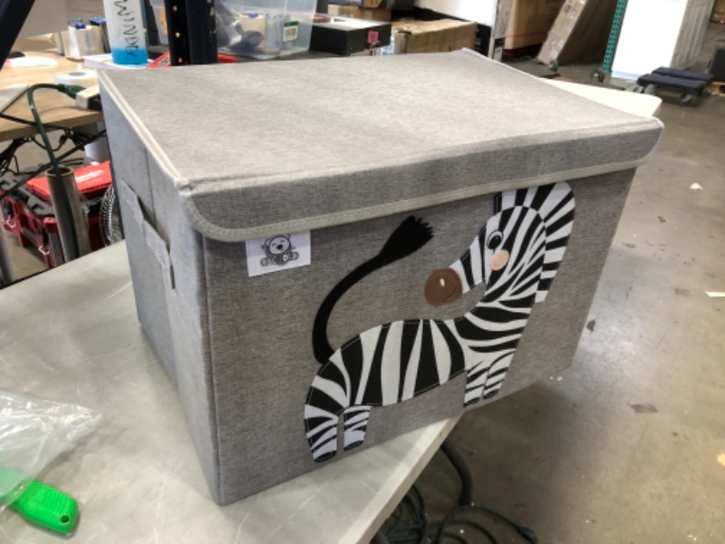 Photo 1 of 21 x 14.2 x 14.2" CLCROBD Foldable Large Kids Toy Chest with Flip-Top Lid, Collapsible Fabric Animal Toy Storage Organizer/Bin/Box/Basket/Trunk for Toddler, Children and Baby Nursery (Zebra)
