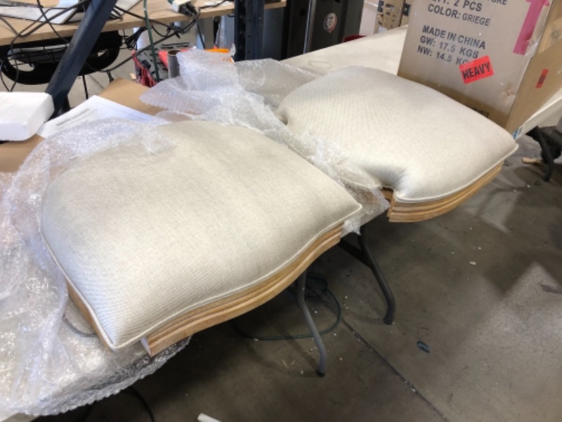 Photo 1 of (SUPERFICIAL CRACK TO BACK REST)
Christopher Knight Home Phinnaeus Beige Fabric Dining Chair (Set of 2), 2-Pcs Set