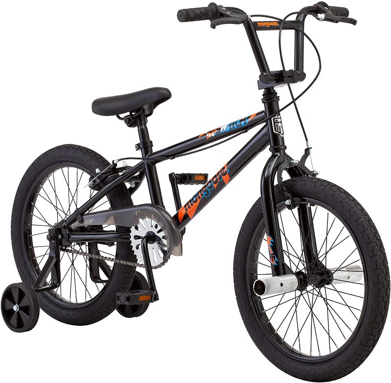 Photo 1 of **missing hardware , flat tires, broken hazard light holo ** Mongoose Switch BMX Bike for Kids, 18-Inch Wheels, Includes Removable Training Wheels , Black
