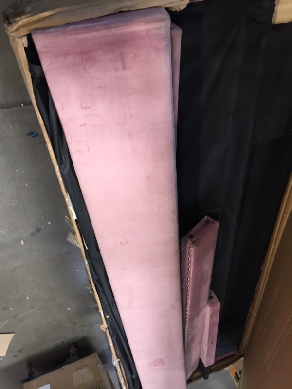 Photo 2 of **missing hardware, missing side bars, very dirty and burn spots ** Home Life Premiere Classics Velour Pink 51" Tall Headboard Slats King-Complete 5 Year Warranty 07 Platform Bed 89" L x 85" W x 51" H
