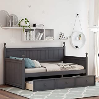 Photo 1 of **box 1 only** Merax Twin Daybed with Trundle, 3 Storage Drawers Sofa Bed for Kids Guests, No Box Spring Needed, Gray
