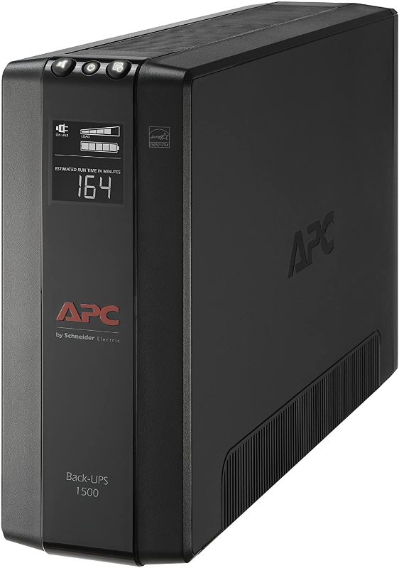 Photo 1 of APC UPS, 1500VA UPS Battery Backup & Surge Protector, BX1500M Backup Battery, AVR, Dataline Protection and LCD Display, Back-UPS Pro Uninterruptible Power Supply
