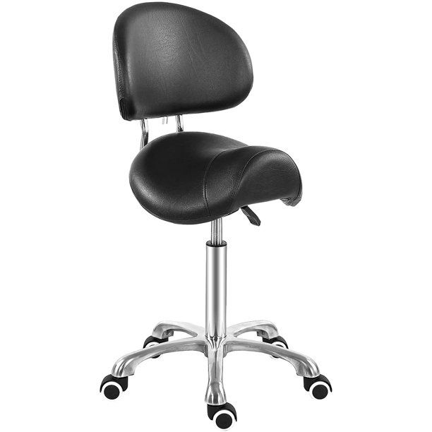 Photo 1 of 
Saddle Stool Chair with Back Ergonomic Rolling Esthetician Seat for Salon Tattoo Shop Spa Home Dentist Clinic 