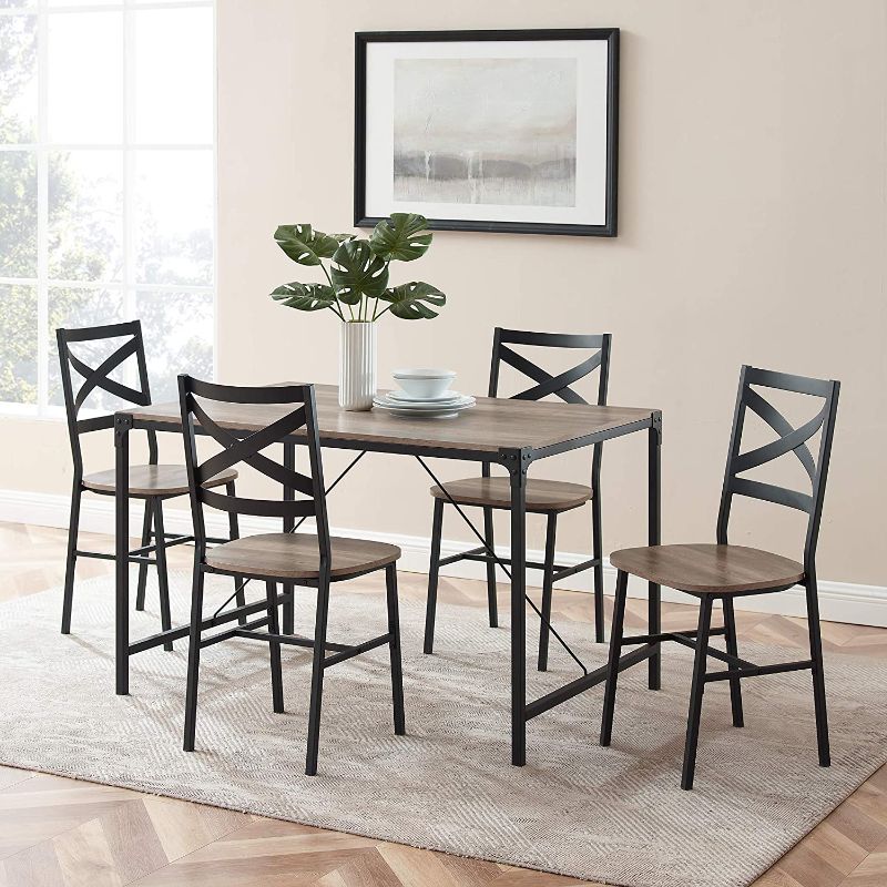 Photo 1 of Walker Edison Person Rectangle Kitchen Table Modern Industrial Farmhouse Wood Dining Chairs, 48", Grey Wash


//COMPLETE!