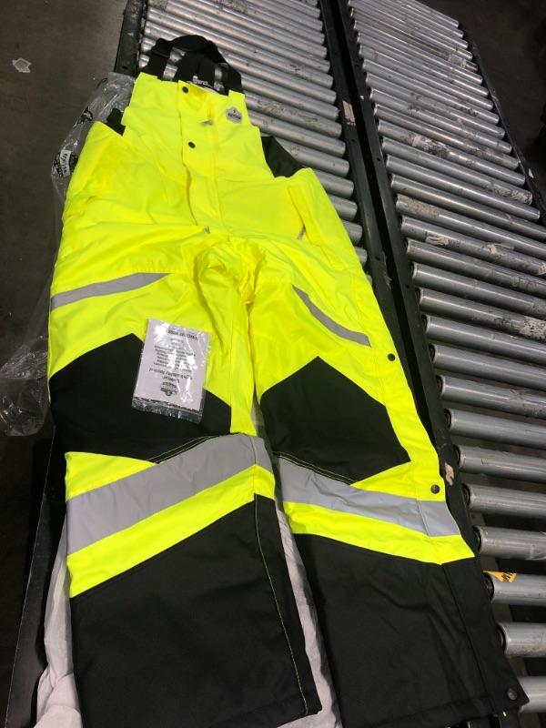 Photo 3 of Insulated Thermal Bib Overalls, High Visibility, Weather-Resistant, Large, Ergodyne GloWear 8928,Lime
large 