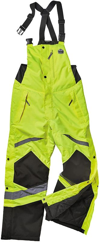 Photo 1 of Insulated Thermal Bib Overalls, High Visibility, Weather-Resistant, Large, Ergodyne GloWear 8928,Lime
large 