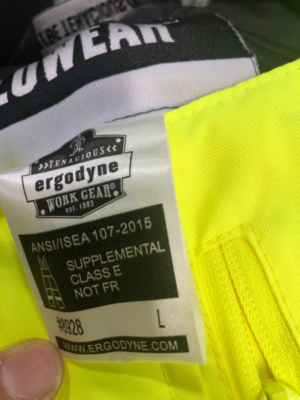 Photo 2 of Insulated Thermal Bib Overalls, High Visibility, Weather-Resistant, Large, Ergodyne GloWear 8928,Lime
large 