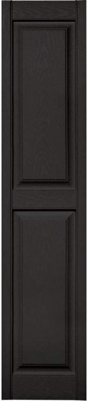 Photo 1 of 12 in. x 75 in. Lifetime Equal Raised Panel Vinyl Standard Shutters Black
