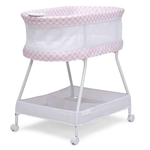 Photo 1 of Delta Children Sweet Dreams Bassinet with Airflow Mesh - Bedside Portable Crib with Vibration, Lights and Music, Pink Infinity