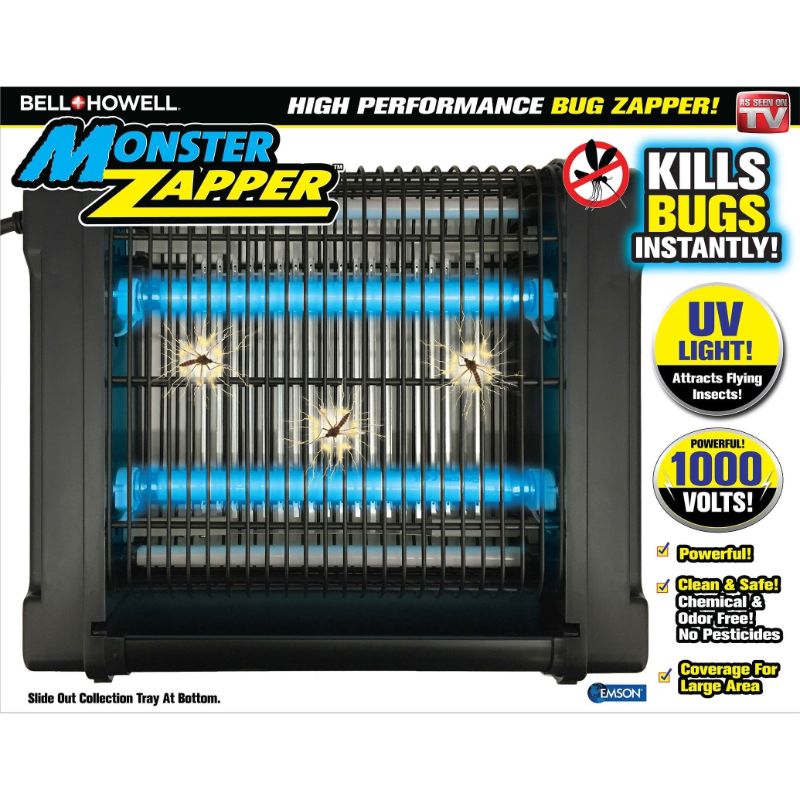 Photo 1 of Bell and Howell Monster Pest Zapper-Portable,1000 Volts, Kills Flying Insects - Black
