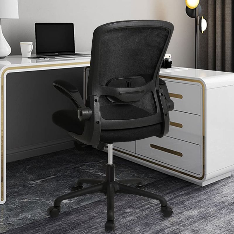 Photo 1 of Cooient Desk Office Task Chair Mesh Ergonomic Chair with Lumbar Support and Flip-up Arms Home Computer Chair Adjustable Height (Black)
