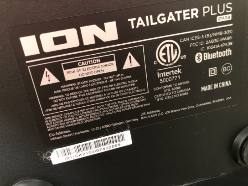 Photo 3 of ION Audio Tailgater Plus Portable Speaker, Battery Powered, with 50 W Power, Bluetooth Connectivity, Microphone & Cable, AM/FM Radio and USB.
