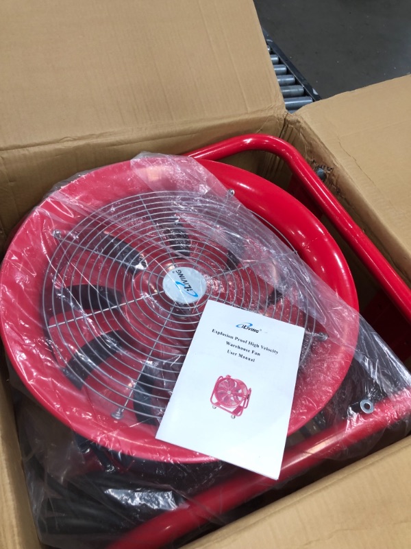 Photo 2 of ILIVING 16 Inch Explosion Proof Ventilation Fan, 1100W, 4240 CFM, Red
