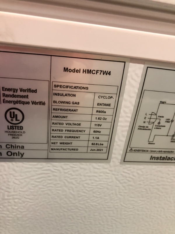 Photo 1 of 7.0 cu. ft. Chest Freezer in White
**DAMAGED, WORKS TURNS ON**