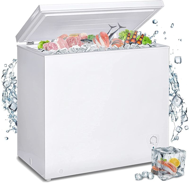 Photo 1 of 7.0 cu. ft. Chest Freezer in White
**DAMAGED, WORKS TURNS ON**