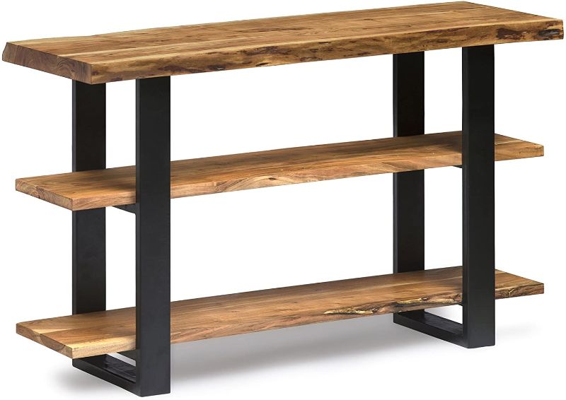 Photo 1 of Alaterre Furniture Alpine Natural Wood Media Console Table Live Edge, Brown/Black
