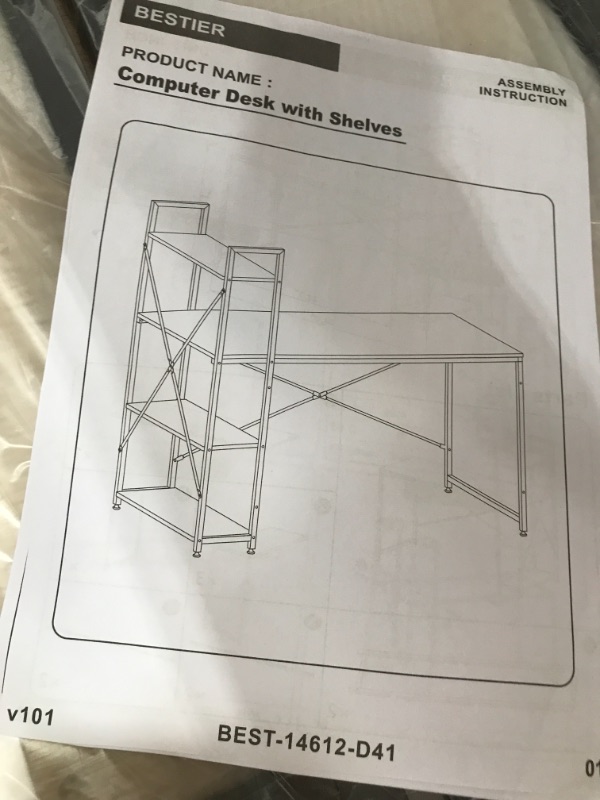 Photo 3 of MISSING HARDWARE***Bestier Computer Desk with Storage Shelves 55 Inch Writing Study Table Workstation for Home Office, Oak
