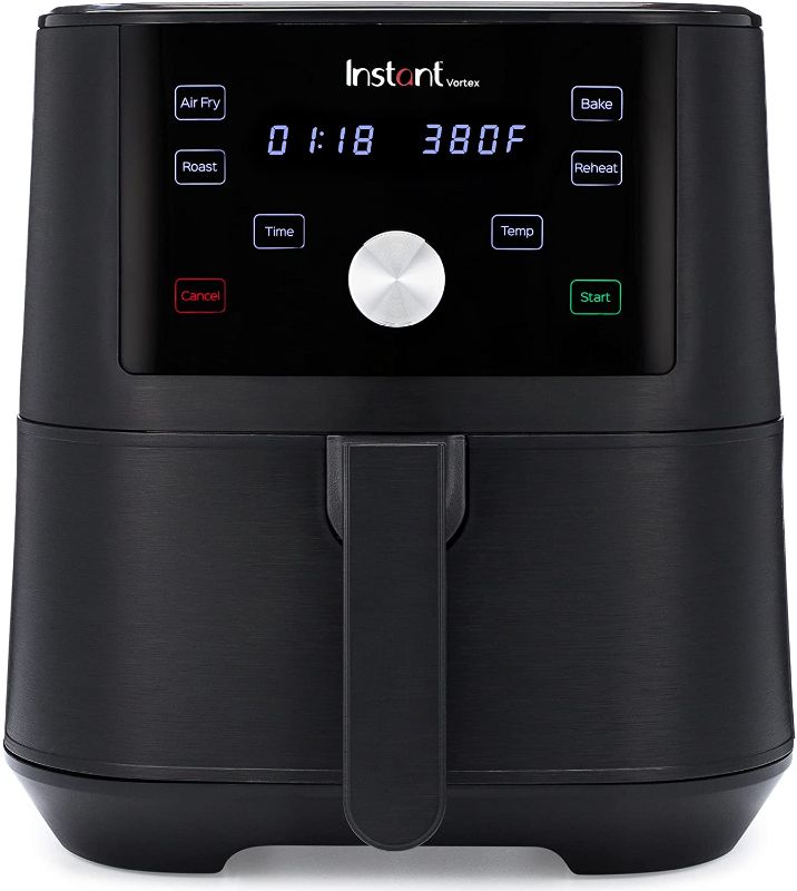 Photo 1 of Instant Vortex 6 Quart Air Fryer, Customizable Smart Cooking Programs, Digital Touchscreen and Large Non-Stick Air Fryer Basket, Black
