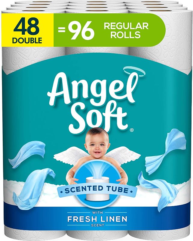 Photo 1 of ** 1 PACK IS OPEN AND MISSING 1 ROLL**
Angel Soft Toilet Paper with Fresh Linen Scent, 48 Double Rolls= 96 Regular Rolls, 200+ 2-Ply Sheets Per Roll

