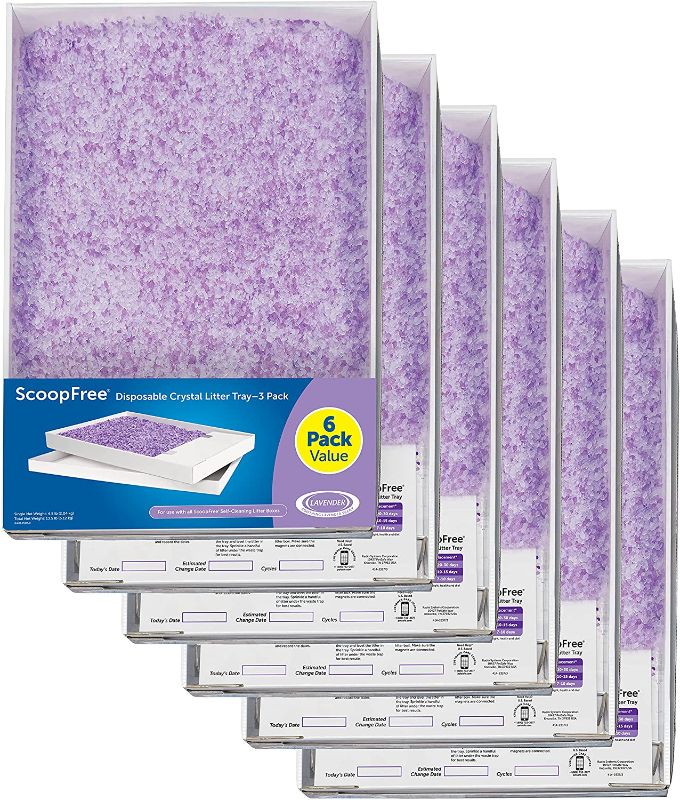 Photo 1 of PetSafe ScoopFree Cat Litter Crystal Tray Refills for ScoopFree Self-Cleaning Cat Litter Boxes - 6-Pack - Non-Clumping, Less Mess, Odor Control - Available in Original Blue, Lavender, or Sensitive
