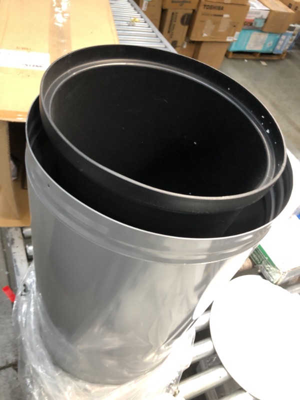 Photo 2 of **HAS ONE DENT**
Safco Products Open Top Trash Receptacle with Liner 9921SL, Silver, 14 Gallon Capacity, Hands-Free Disposal, Modern Styling
