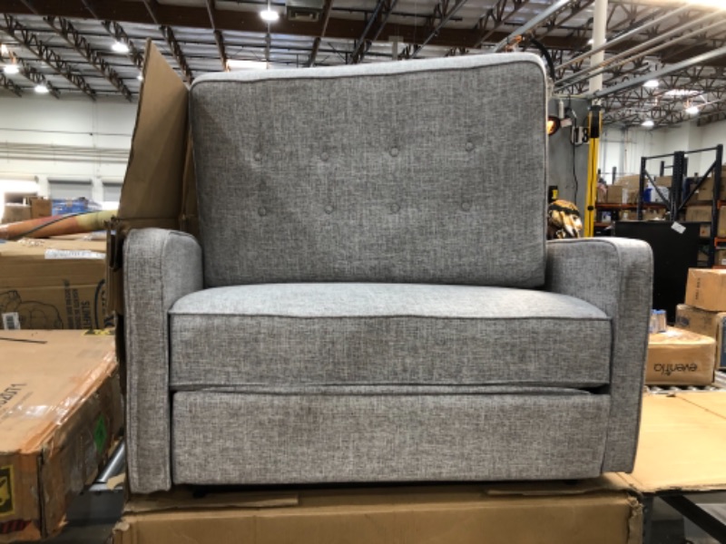 Photo 2 of **MISSING HARDWARE, FOOT REST IS HARD TO RETURN TO SITTING POSITION**
Calliope 47 in. Light Gray Tweed Button Tufted Polyester 2-Seater Reclining Loveseat with Square Arms
