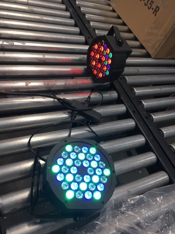 Photo 2 of 36 LED Stage Lights RGB DJ LED Par Light Remote and DMX Controlled Sound Activated Auto Play Uplights for Wedding Birthday Christmas Holiday Music Show Dance Party Stage Lighting-2 Pack