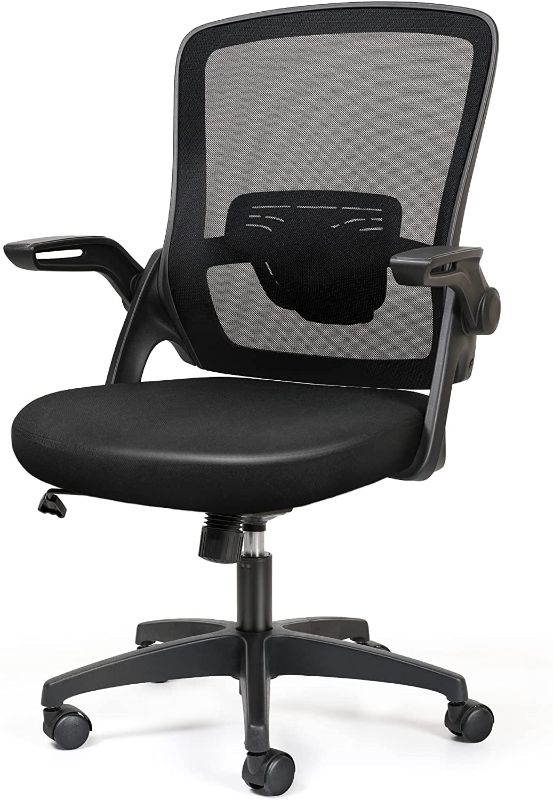 Photo 1 of *Loose hardware* *Missing a wheel*
 Mid Back Mesh Office Chair Ergonomic Swivel Black Desk Chair