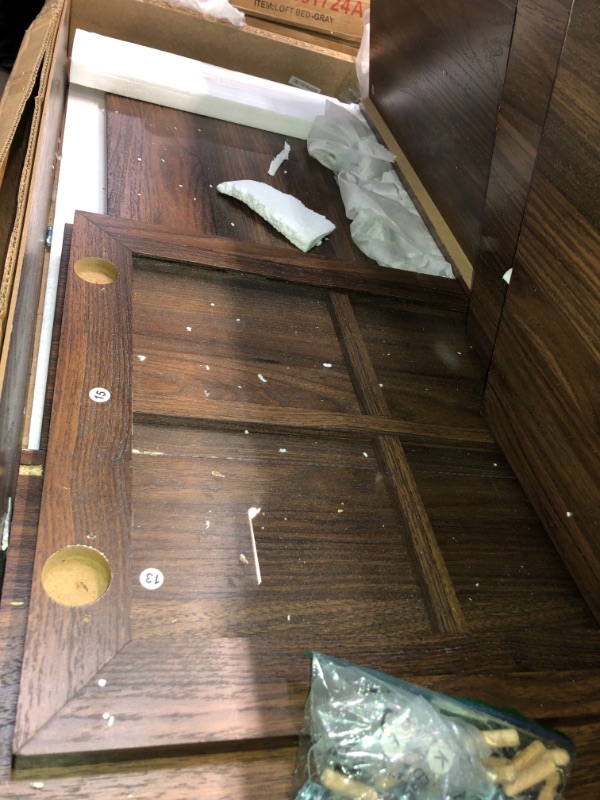 Photo 2 of *Loose hardware, may be incomplete*
70" Farmhouse Simple Window Pane 2 Door Wood TV Stand