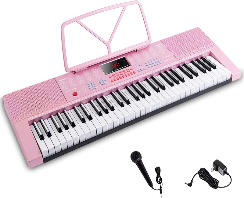 Photo 1 of Electronic Portable Digital Piano Keyboard for Beginners Kids with Full-Size Keys, LED Display, Microphone, Music Stand, (Pink)

//DOES NOT COME WITH ACCESSORIES