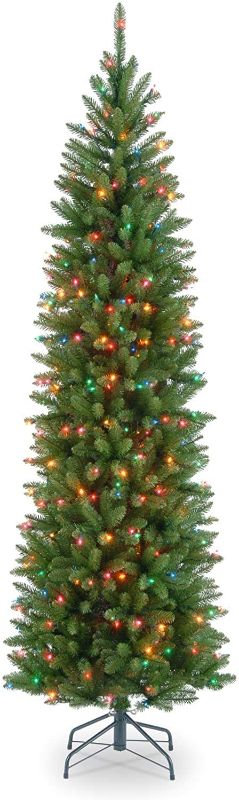 Photo 1 of //TESTED AND FUNCTIONAL, LIGHTS AT BASE OF TREE DO NOT LIGHT UP 
National Tree Company Multi-color Prelit LED Green Pencil Christmas Tree, 6.5'
