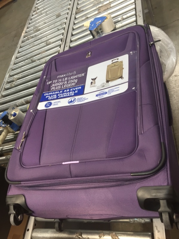 Photo 3 of //GENTLY USED 
Travelpro Maxlite 5 Softside Expandable Spinner Wheel Luggage, Imperial Purple, Checked-Large 29-Inch
