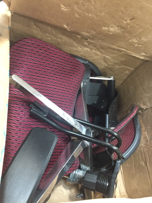 Photo 1 of Red and Black Mesh Swivel Office Chair 

//MINOR COSMETIC DAMAGE, MISSING HARDWARE 