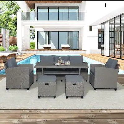 Photo 1 of //MISSING BOXES 1 AND 3, ONLY BOX 2
6-Piece Outdoor Rattan Wicker Set Patio Garden Backyard Sofa - Grey
