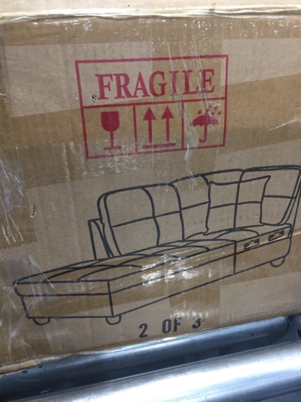 Photo 1 of //MISSING BOXES 1 AND 3, ONLY BOX 2//
MEGA FURNISHING Left Black Chaise 