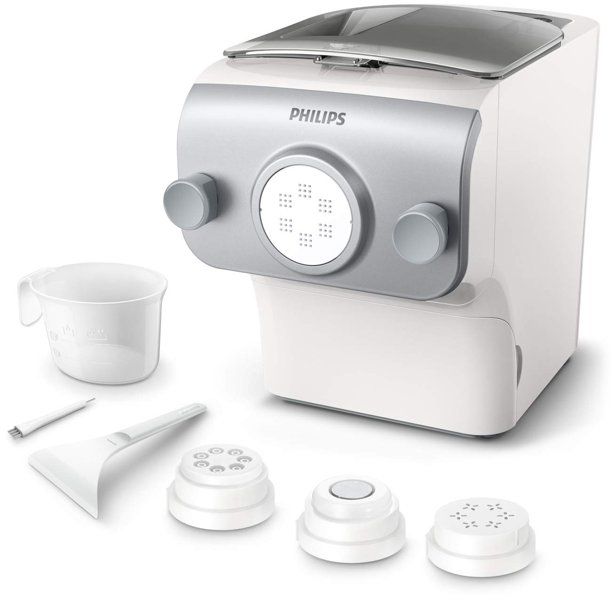 Photo 1 of //TESTED AND FUNCTIONAL, MISSING SCRAPING TOOLS AND OTHER PASTA FILTERS// Philips Avance Collection Automatic Pasta and Noodle Maker Plus W/ 4 Interchangeable Pasta Shaping Discs, Silver - HR2375/06 (Latest Version, 2019 Rel
